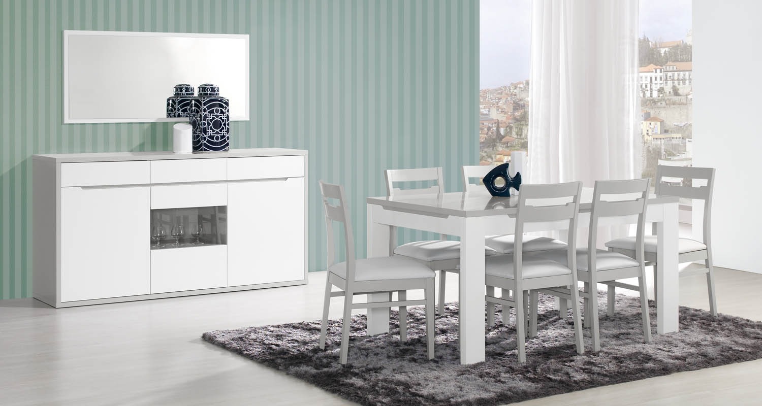 Sala Jantar Viena Cinza-Branco